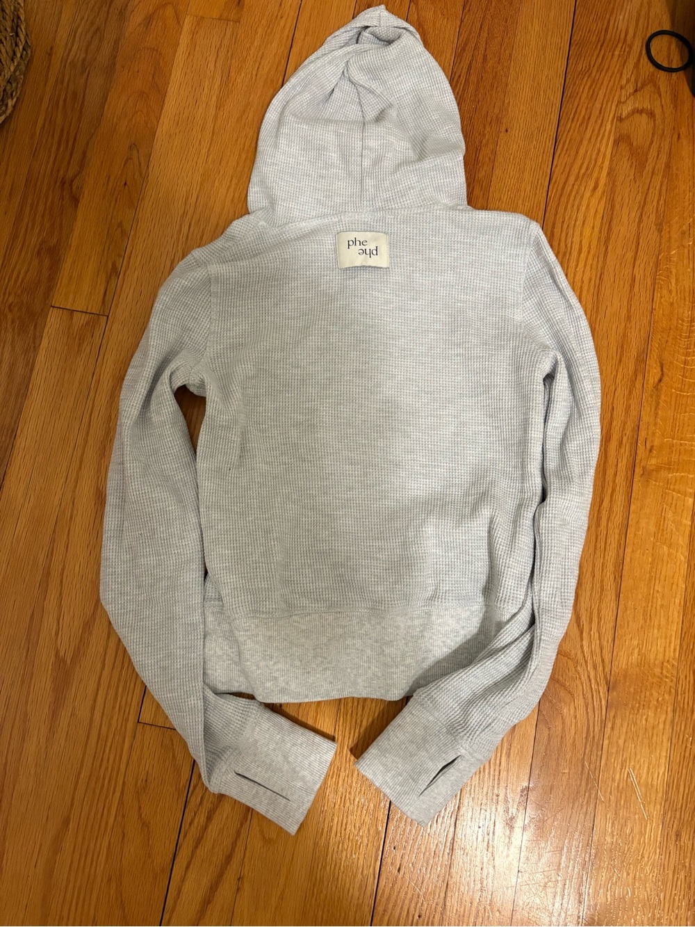 Phe Phe Light Gray Waffle-Knit Hooded Sweater - Women